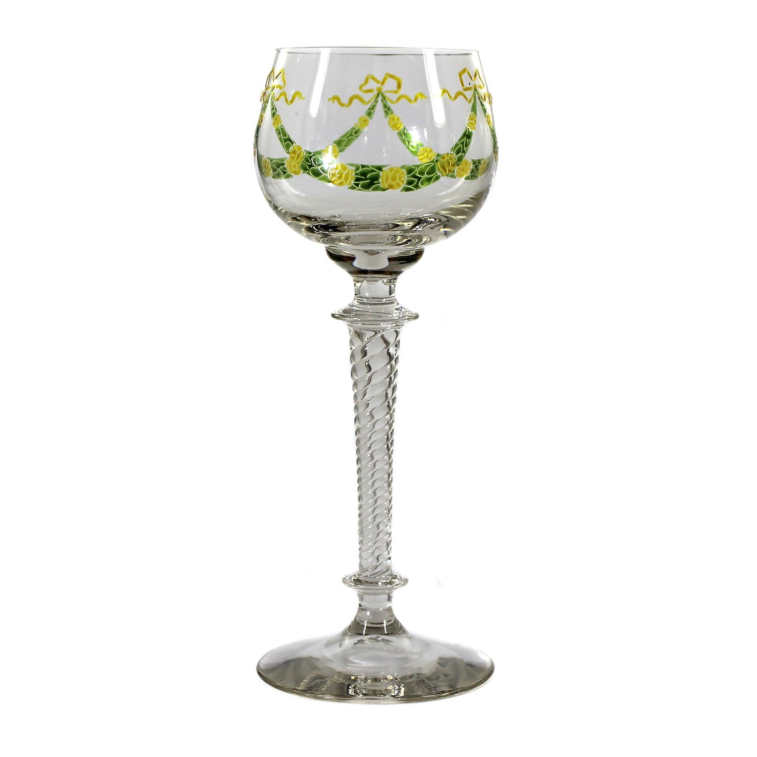 Stem glass with twisted shaft, bowl with enamel painting, Theresienthal ​