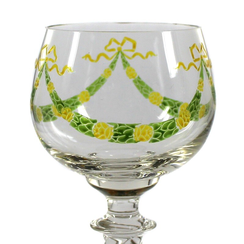 Stem glass with twisted shaft, bowl with enamel painting, Theresienthal ​