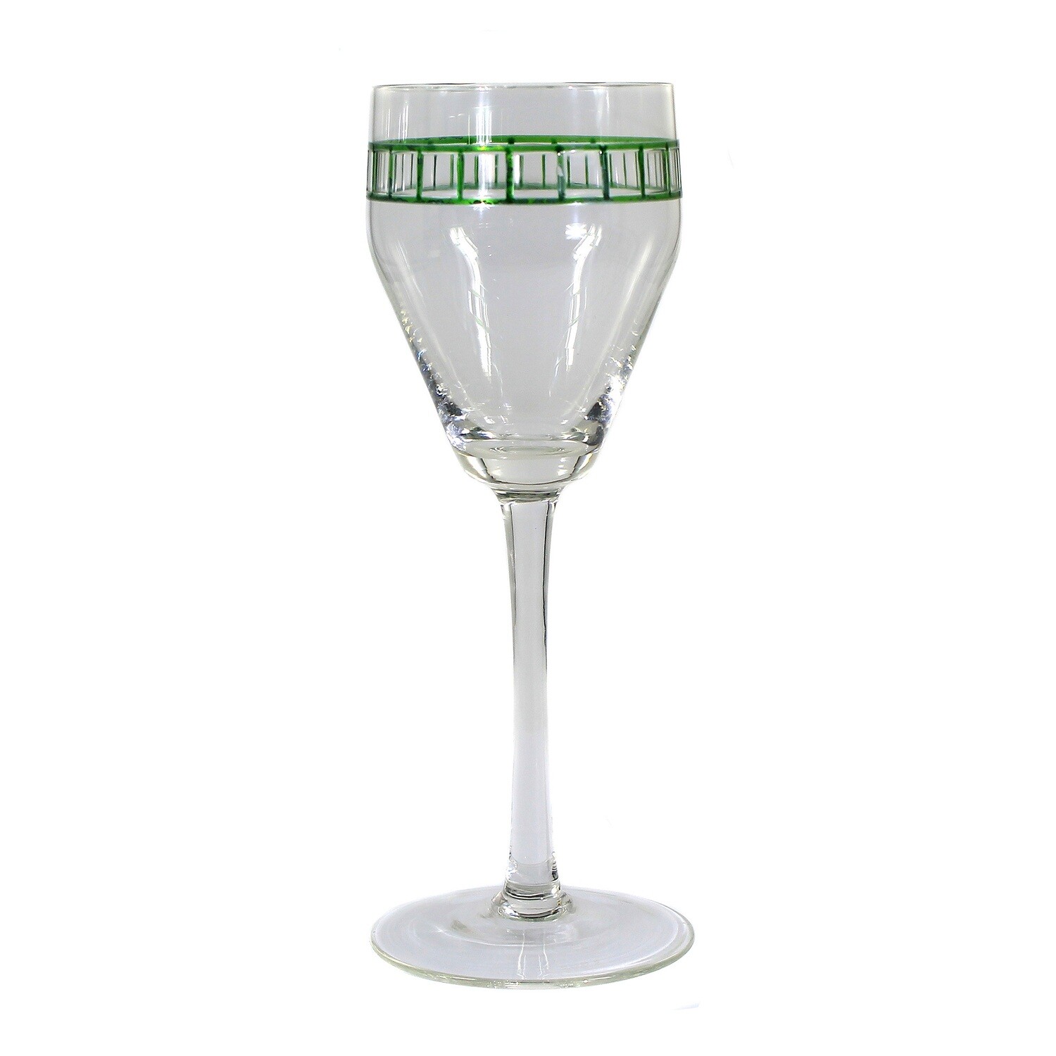 Stem glass with cube cut, green transparent, Fr. by Poschinger around 1906