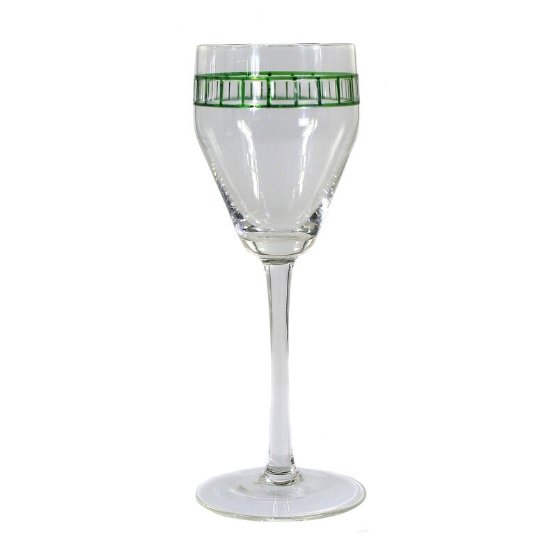 Stem glass with cube cut, green transparent, Fr. by Poschinger around 1906