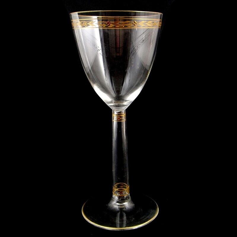 1st of 4. Stem glasses with gold painting from the Zwiesel technical school around 1905-10