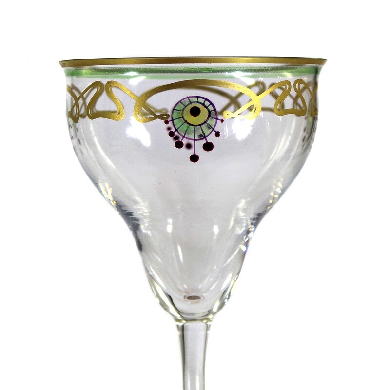 Stem glass with gold and enamel painting, Bavarian Forest around 1900