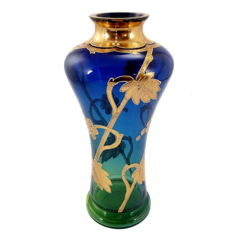 Art Nouveau vase with polished gold painting, Bohemia or Bavarian Forest around 1900