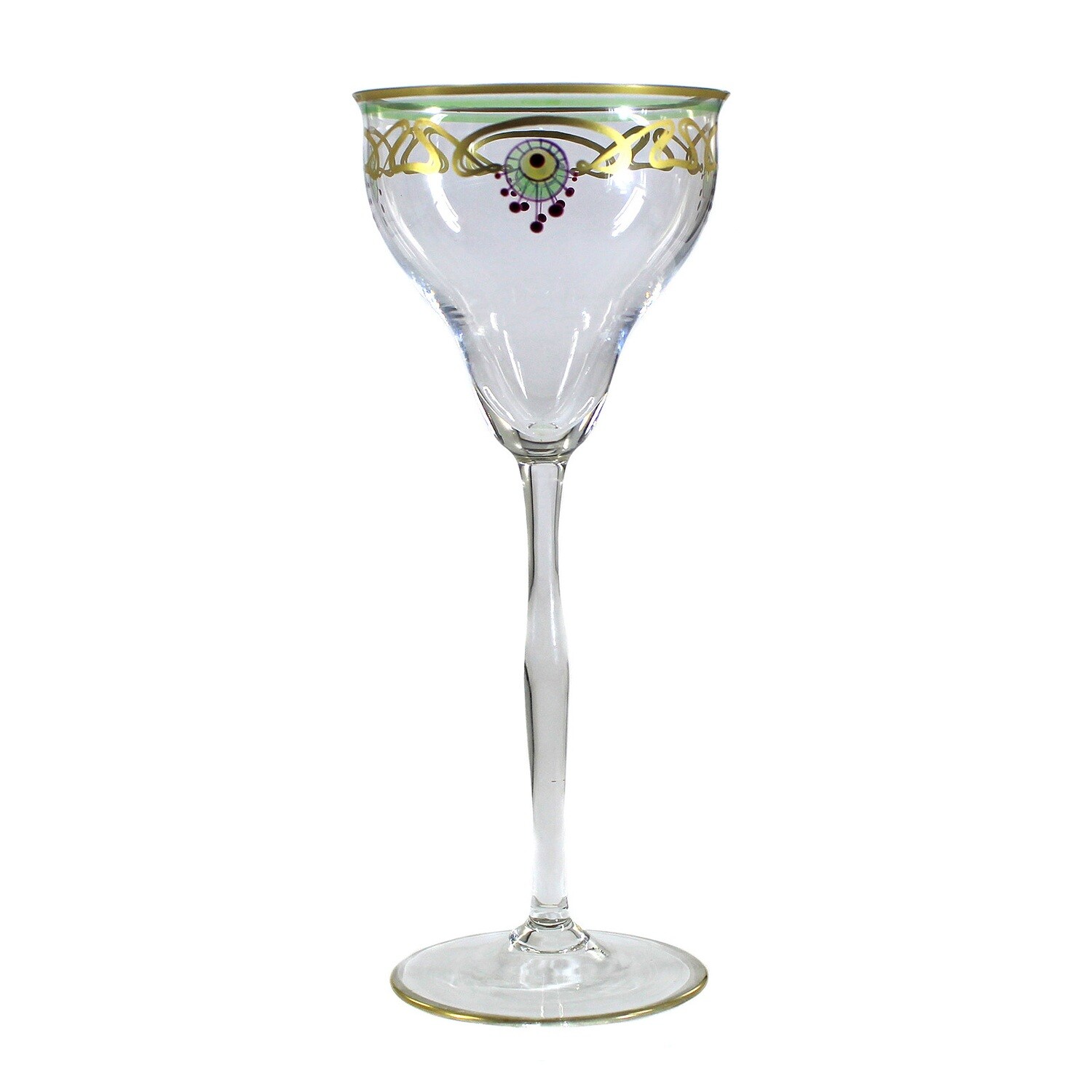 Stem glass with gold and enamel painting, Bavarian Forest around 1900