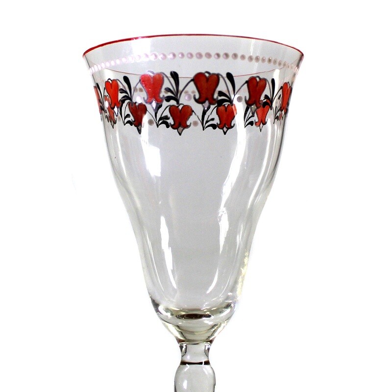 Stem glass with polychrome enamel painting, Bavarian Forest around 1900-15