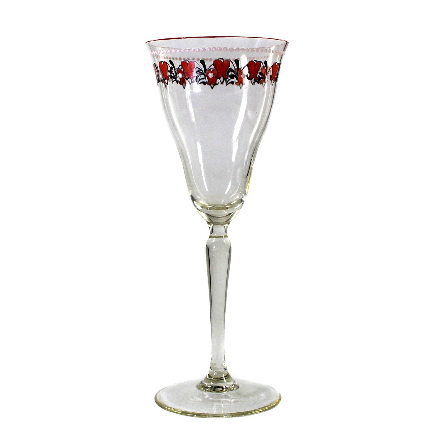 Stem glass with polychrome enamel painting, Bavarian Forest around 1900-15