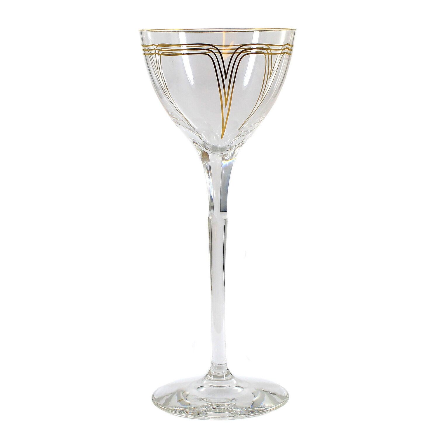 1st of 2. Stem glass with gold painting, Josephinenhütte, designed by Adelbert Niemeyer