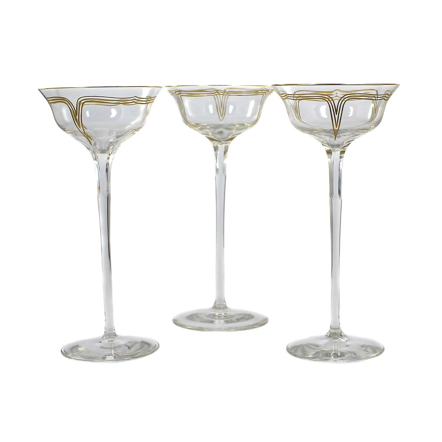 1st of 3. Stem glass with gold &amp; enamel painting, Josephinenhütte, dev. Niemeyer