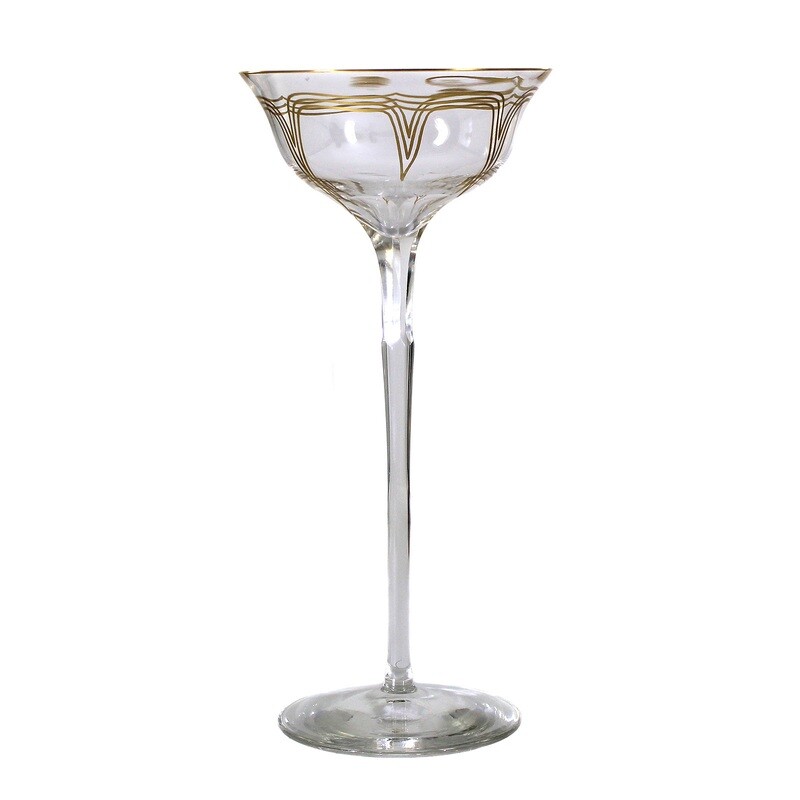 1st of 3. Stem glass with gold &amp; enamel painting, Josephinenhütte, dev. Niemeyer