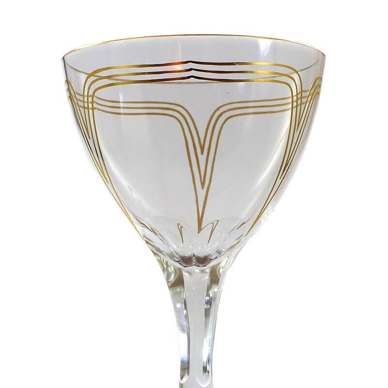 1st of 2. Stem glass with gold painting, Josephinenhütte, designed by Adelbert Niemeyer