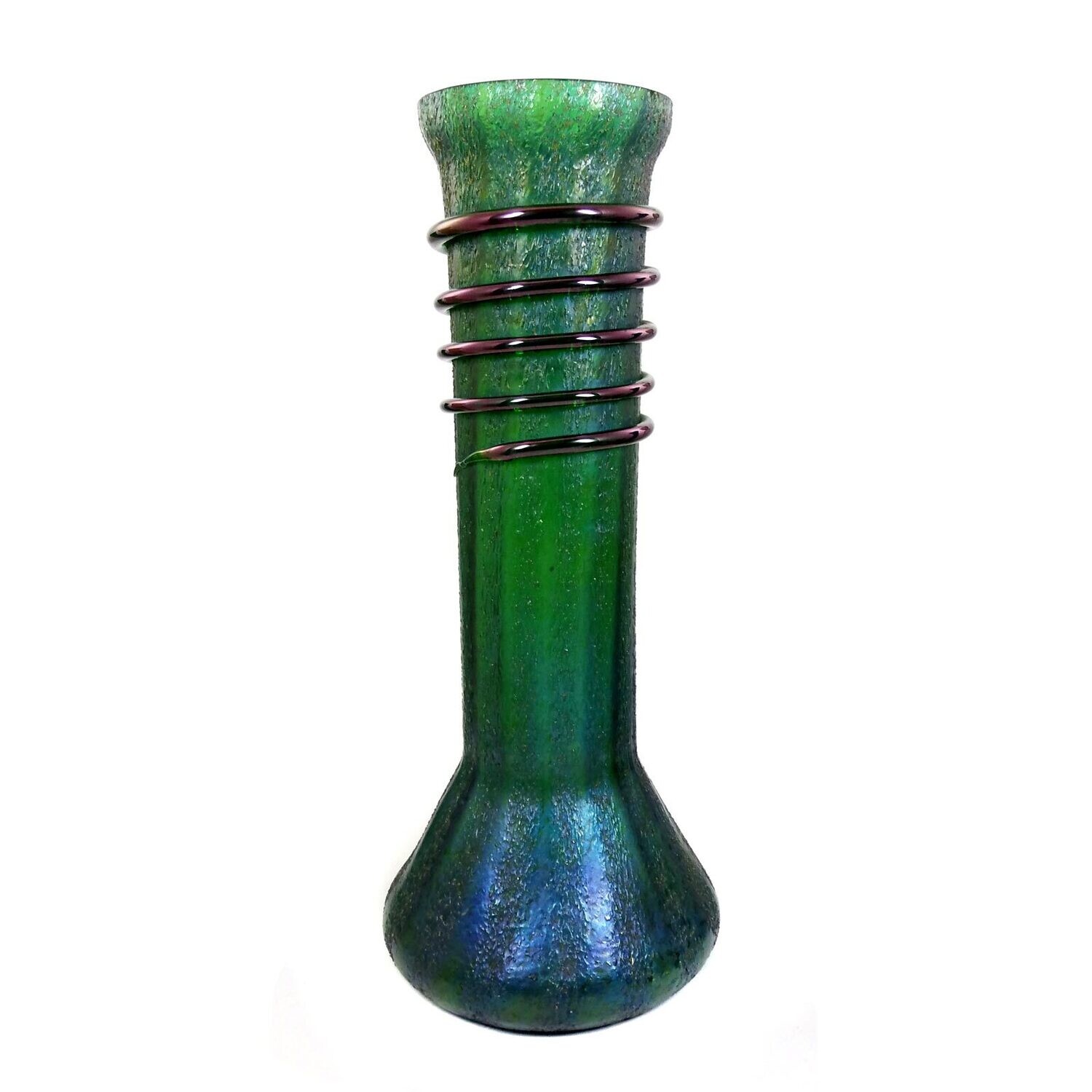 Large vase with applied glass thread, Josephinenhütte, bronze Cyprus around 1897