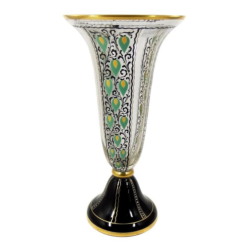 Tall vase with gold and enamel painting, Lucca collection, Josephinenhütte/Heckert