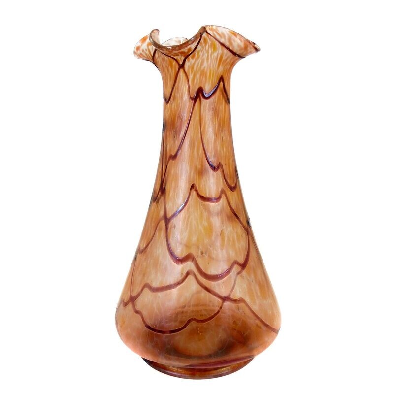 Art Nouveau vase with color flakes and thread decoration, Josephinenhütte