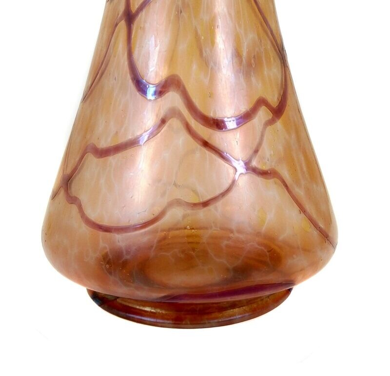 Art Nouveau vase with color flakes and thread decoration, Josephinenhütte