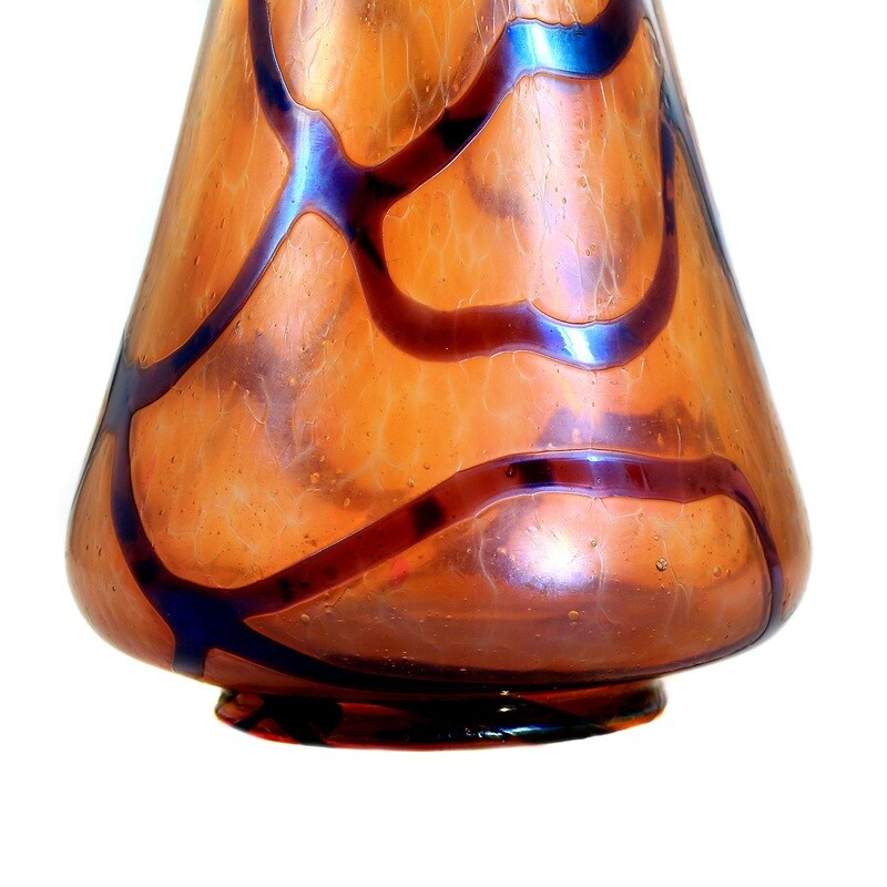Art Nouveau vase with color flakes and thread decoration, Josephinenhütte