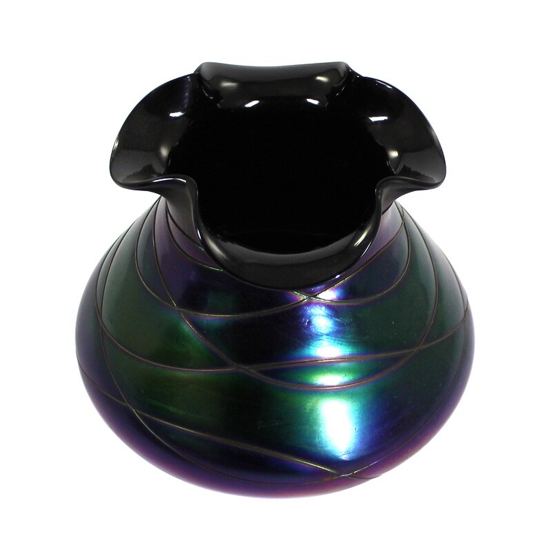 Art Nouveau vase, bronze Cyprus decor, Josephinenhütte around 1897