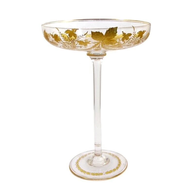 Confectionery bowl with gilded cut decoration, designed by A. Gerlach, Josephinenhütte