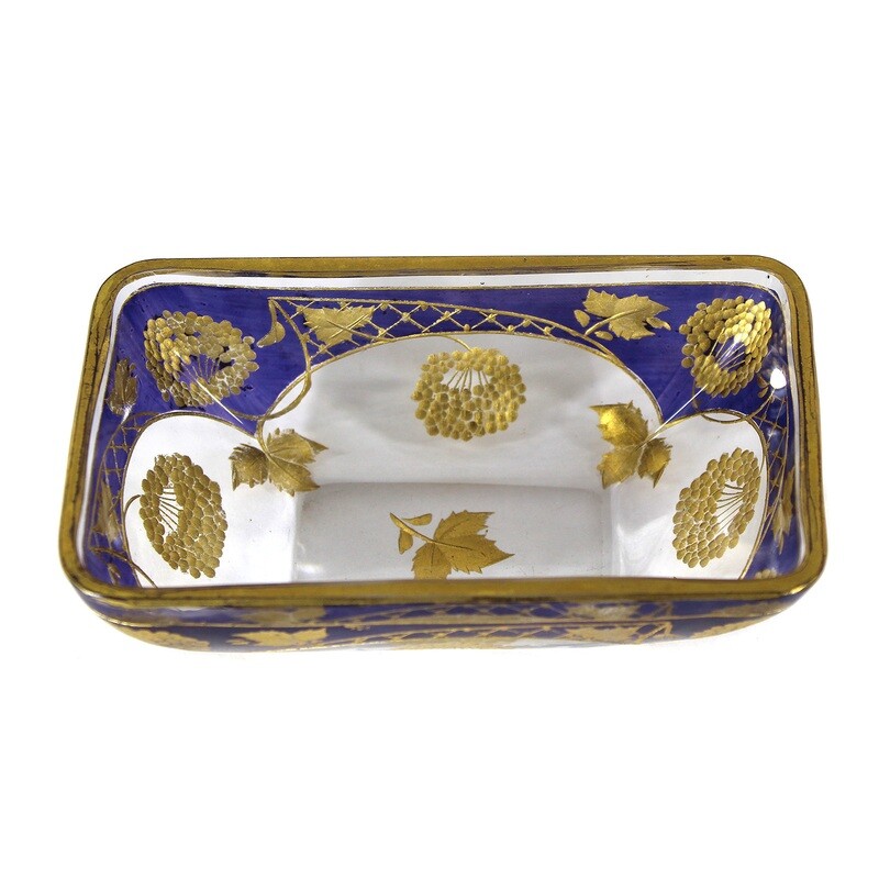 Small bowl made of colorless crystal glass with gilded cut decoration, Josephinenhütte