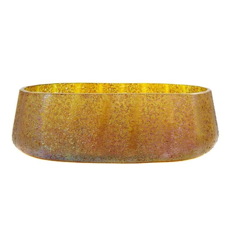 Oval Art Nouveau bowl with paint frills, Josephinenhütte around 1897