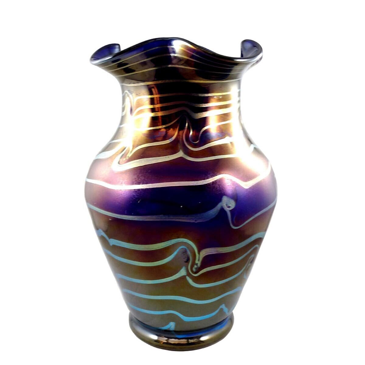 Sehr große Vase mit Silbergelbfäden, Josephinenhütte, Entwurf Camillo de Maess