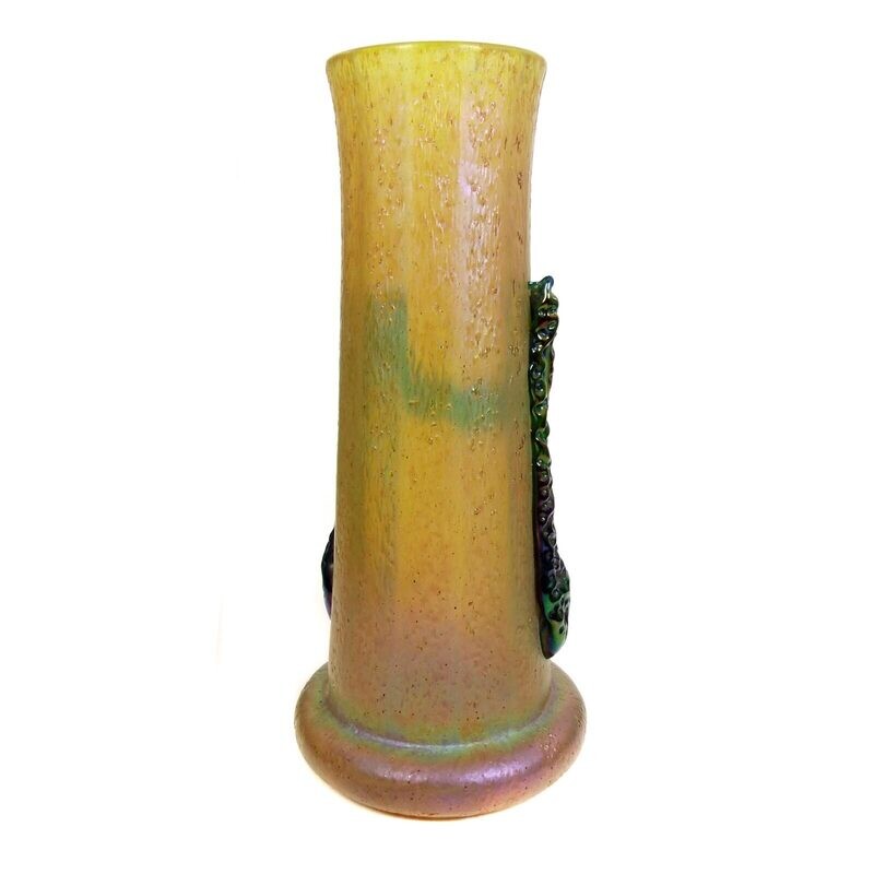 Vase with applied garlands, Josephinenhütte, Cyprus Glass series around 1897