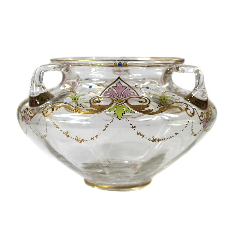 Vase made of colorless glass with enamel painting, Josephinenhütte, Hans Fechner around 1900 ​