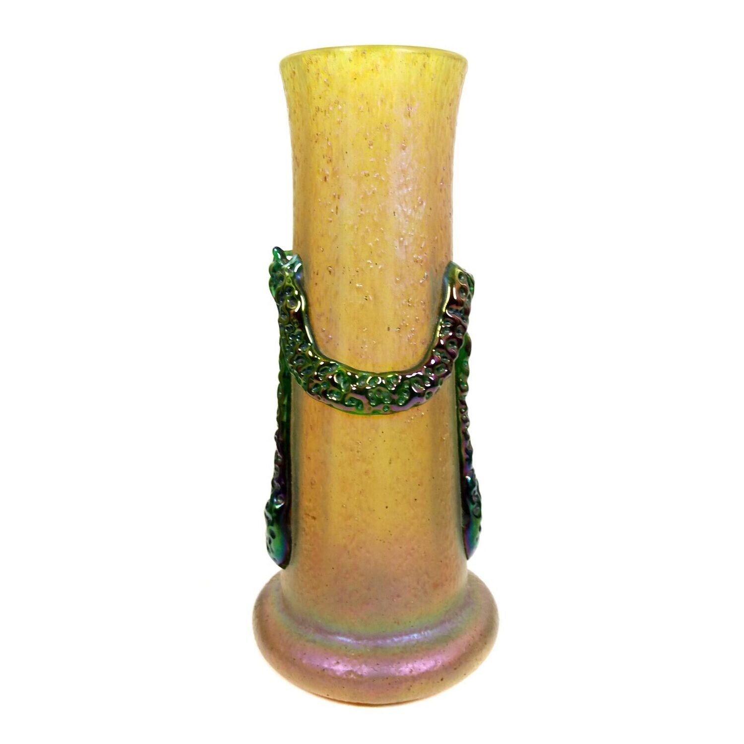 Vase with applied garlands, Josephinenhütte, Cyprus Glass series around 1897