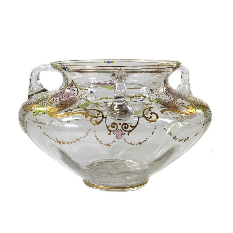 Vase made of colorless glass with enamel painting, Josephinenhütte, Hans Fechner around 1900 ​
