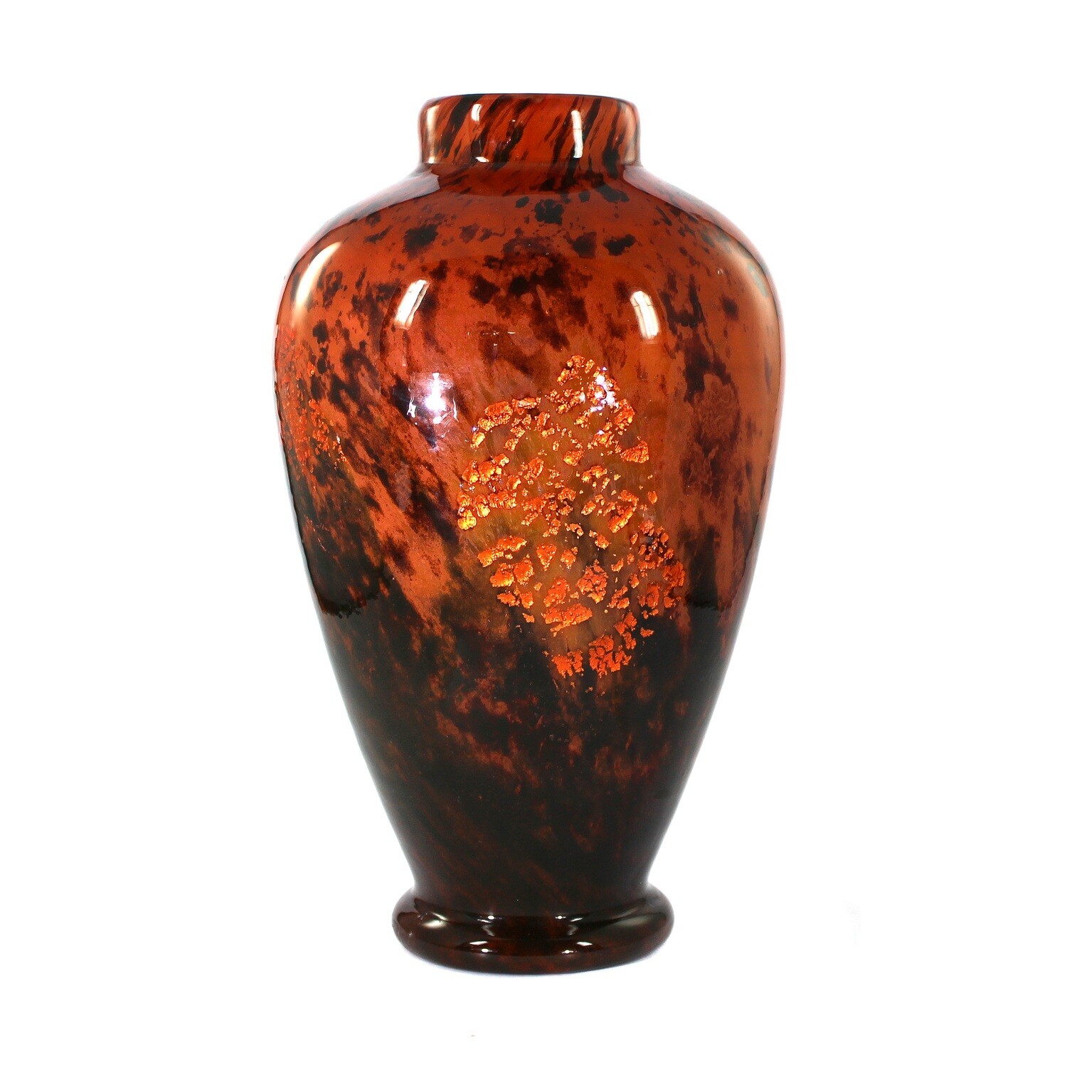 Large vase with topaz-brown powder melts, Daum, Verre de Jade around 1918
