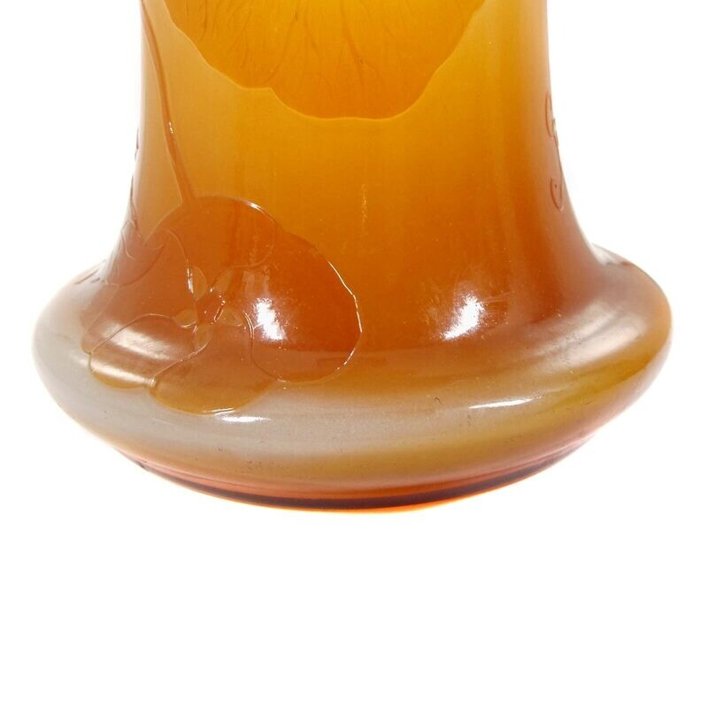 Large Art Nouveau vase with mallow, signed Galle around 1900