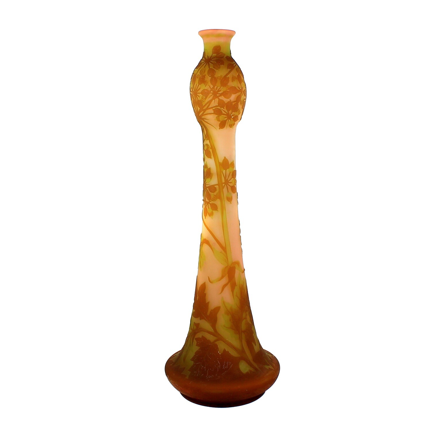 47 cm high Art Nouveau vase with umbels &amp; Bärenklau, Emile Galle around 1904-06