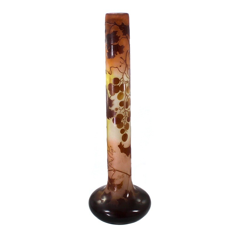58 cm high Art Nouveau vase with wild wine, Galle with star around 1904-06
