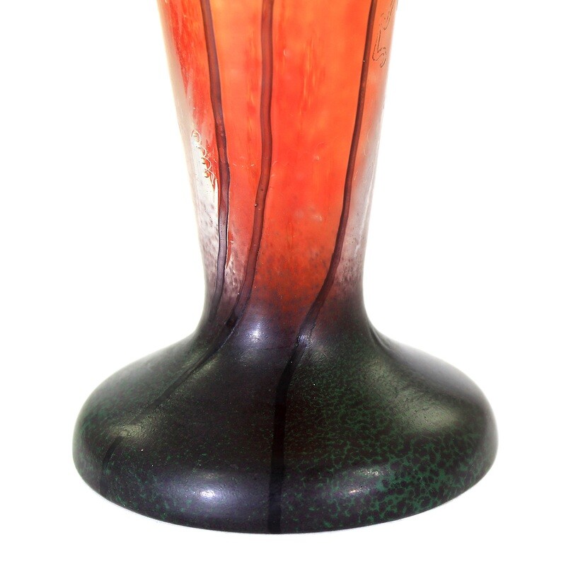 Tall vase with autumn crocuses using the marquetry technique, Galle around 1898