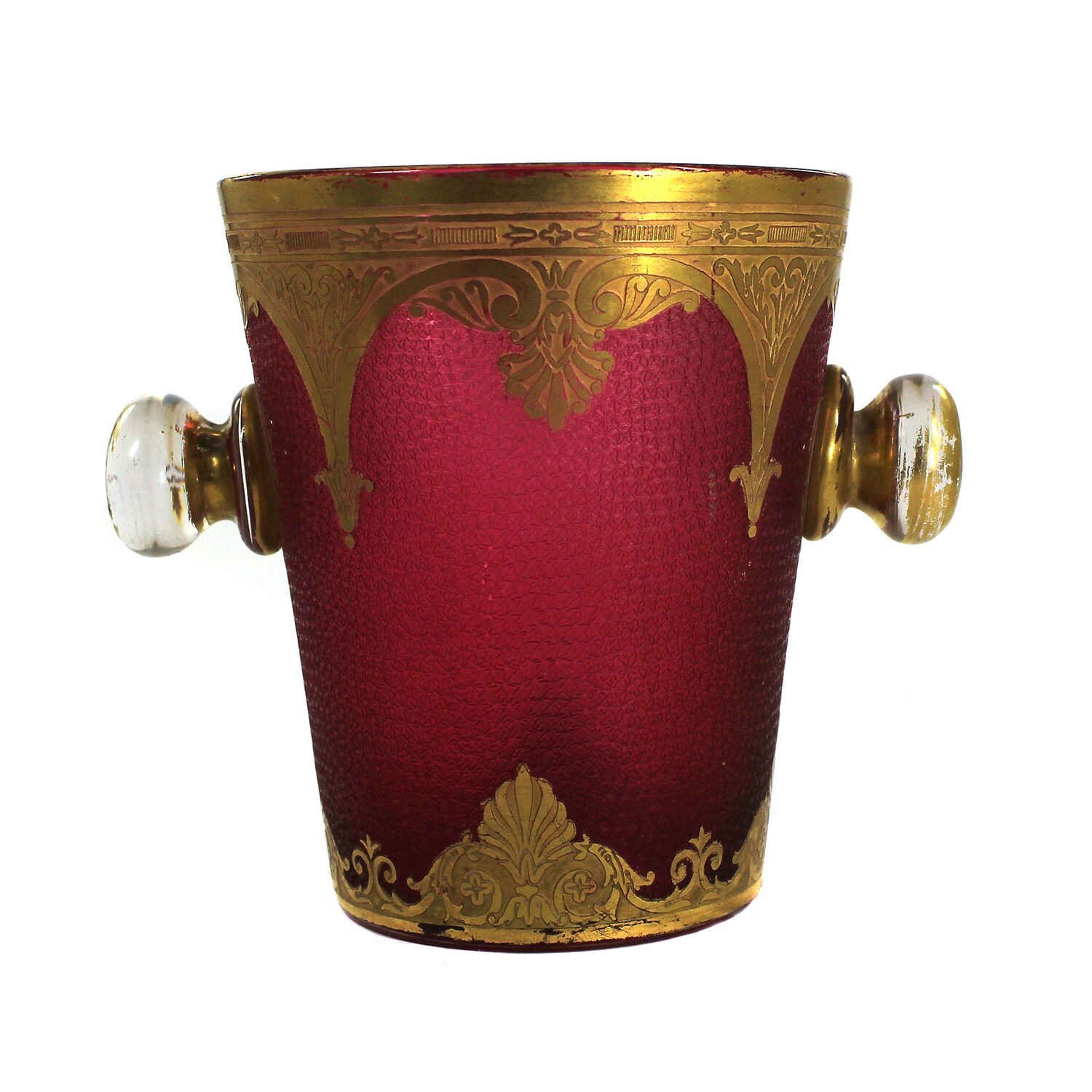 Ice bucket with rosalin underlay and gilded ribbon decoration, Saint Louis around 1900