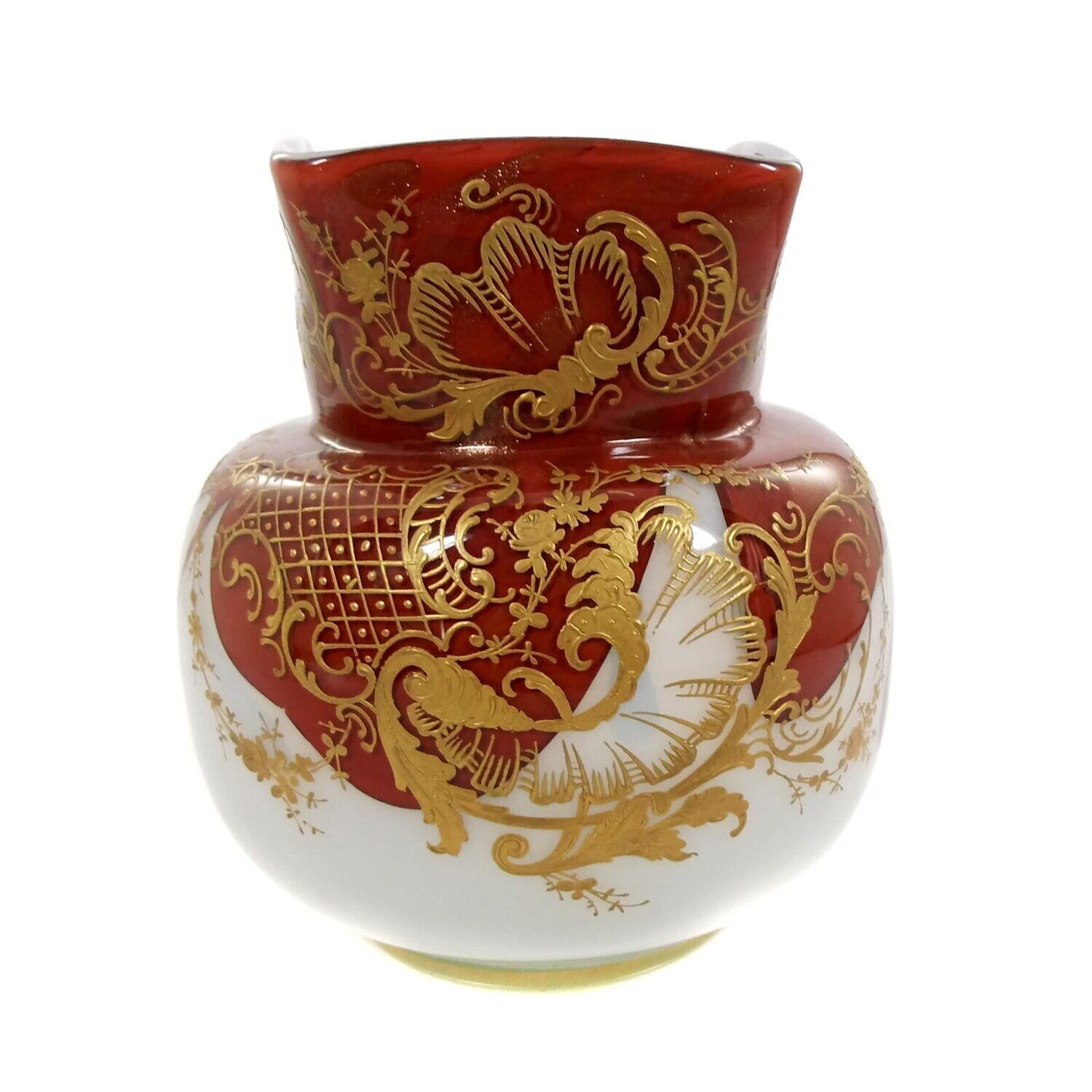 Vase with opal underlay &amp; sealing wax red meltings, Harrach&#39;sche Neuwelt