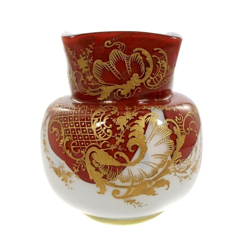 Vase with opal underlay &amp; sealing wax red meltings, Harrach&#39;sche Neuwelt