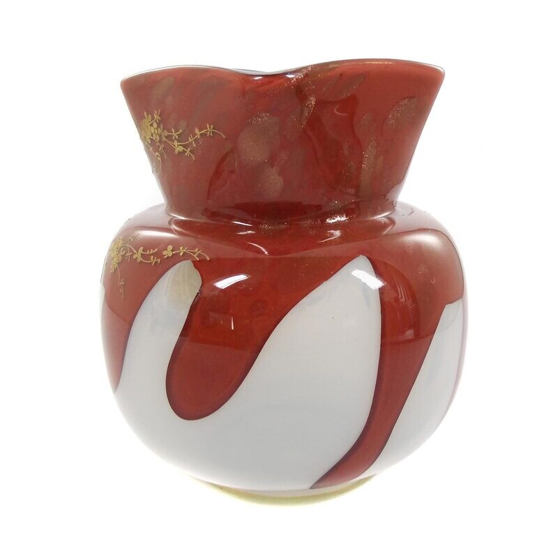 Vase with opal underlay &amp; sealing wax red meltings, Harrach'sche Neuwelt