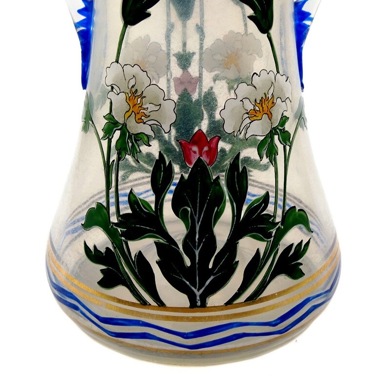 Double-handled vase with flowers and foliage, duck. O.Thamm &amp; M.Rade around 1900