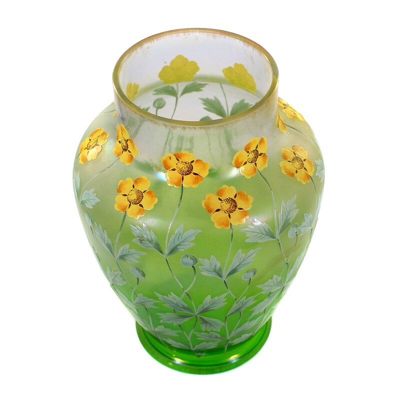 Gr. Vase with colorful enamel painting, Fritz Heckert, decor A. Heyden around 1900