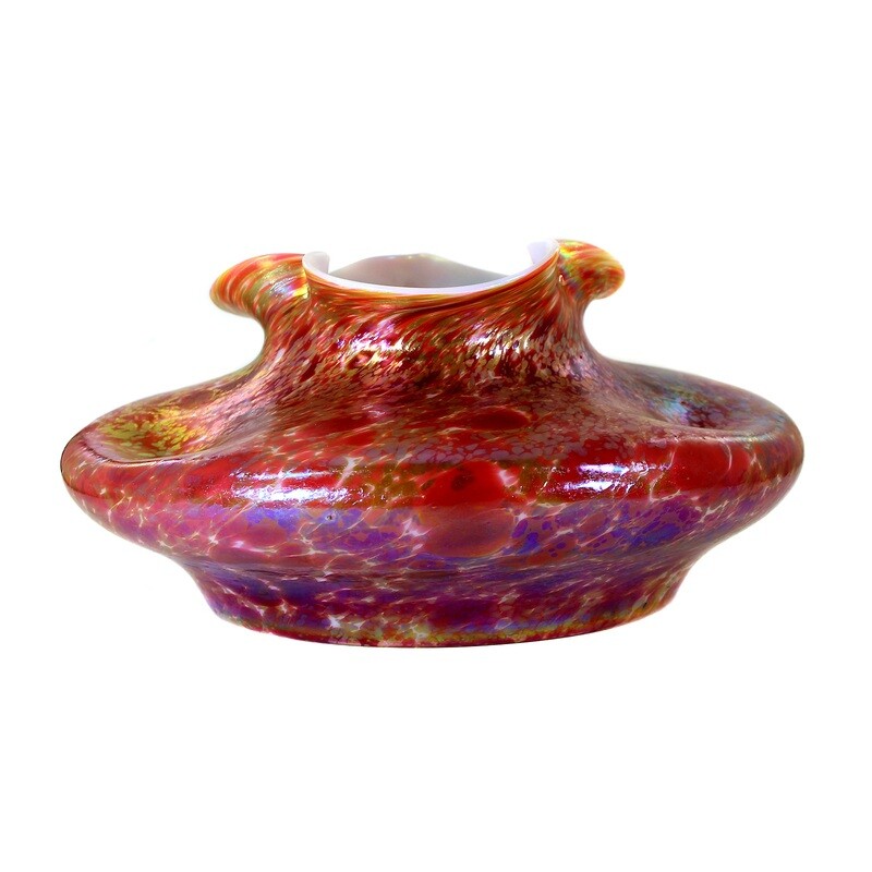 Gr. Vase with pink crumb melts, Fritz Heckert, designed by O. Thamm around 1901