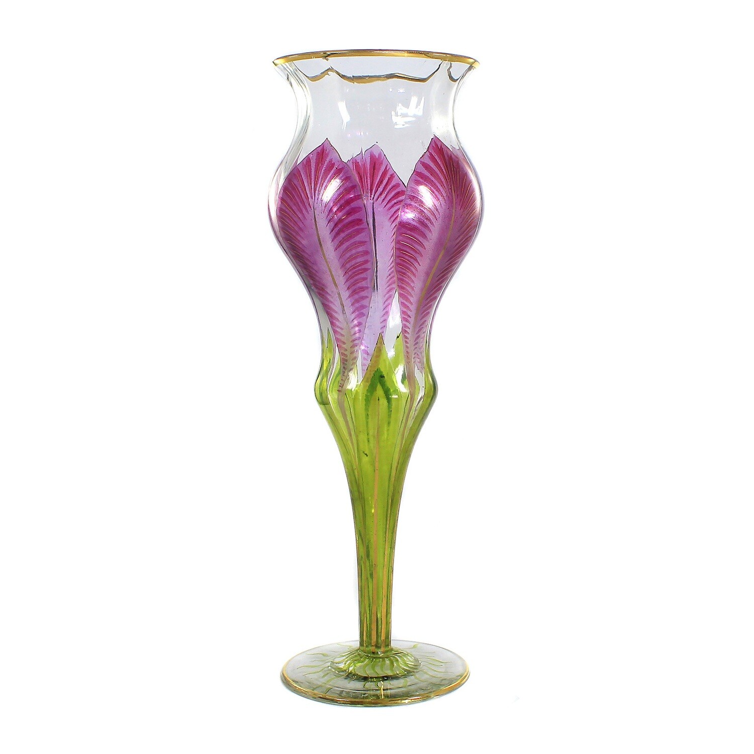 Hohe Vase mit Transparentmalerei Fritz Heckert, Entw. L. Sütterlin um 1905