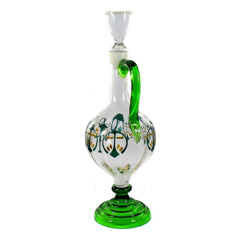 Handle jug with stopper and enamel painting, Fritz Heckert, designed by Sütterlin around 1904
