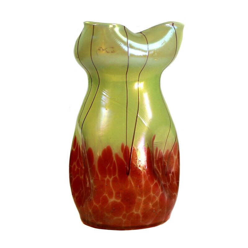 Small vase of opal glass with a high iron content, Fritz Heckert, duck. Hamm around 1903