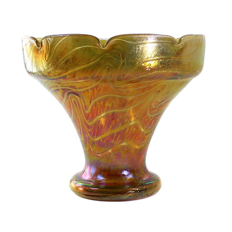 Vase with yellow crumb melting &amp; combed decoration, Fritz Heckert around 1901