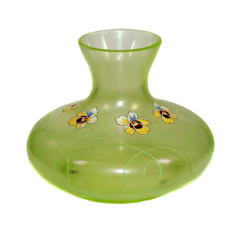 Vase made of gold cyprus glass with enamel painting, Fritz Heckert, designed by Sütterlin around 1900