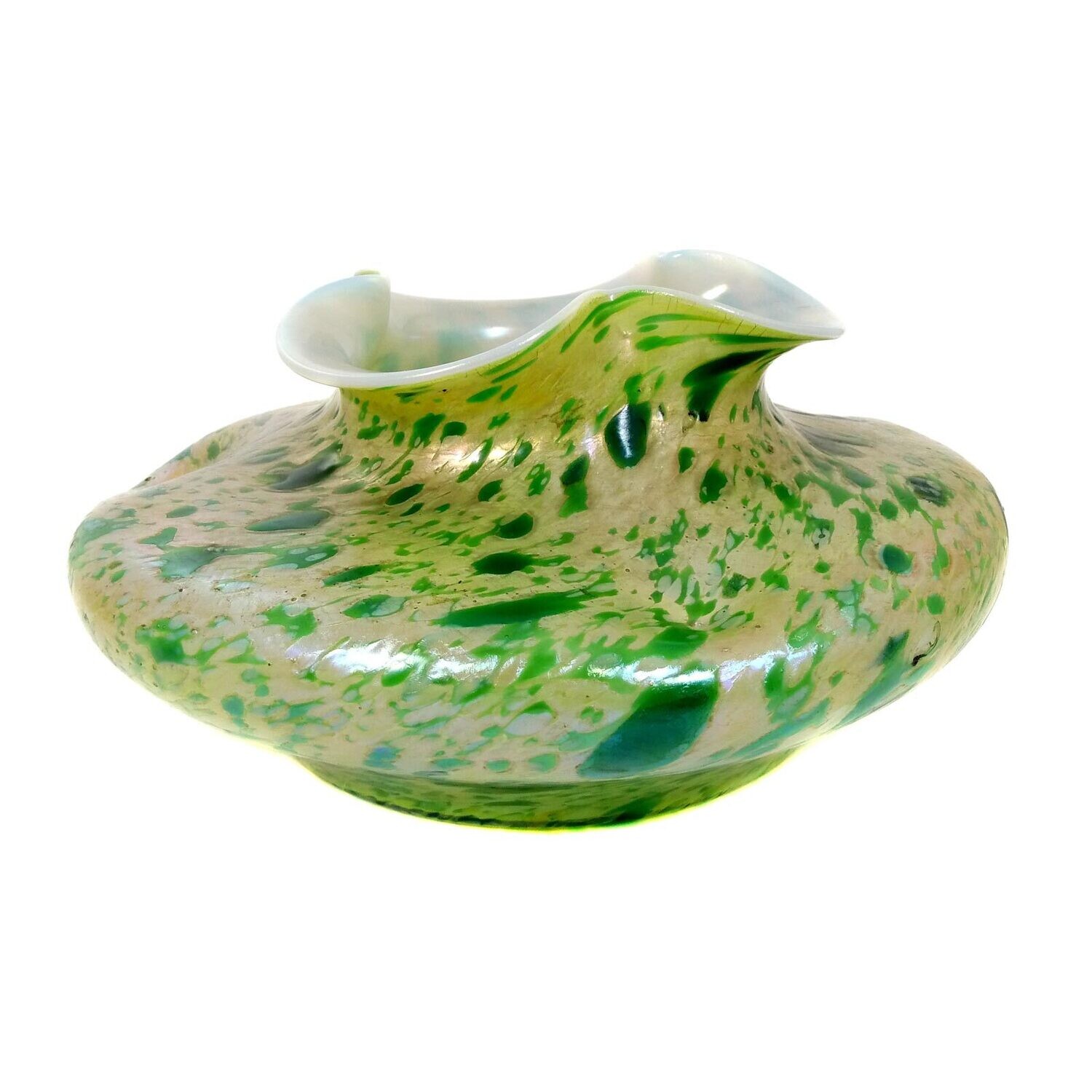 Vase with green crumb melts, Fritz Heckert, designed by O. Thamm around 1901-03