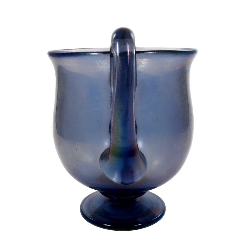 Cyprus glass vase with handle and round base, Fritz Heckert, Max Rade