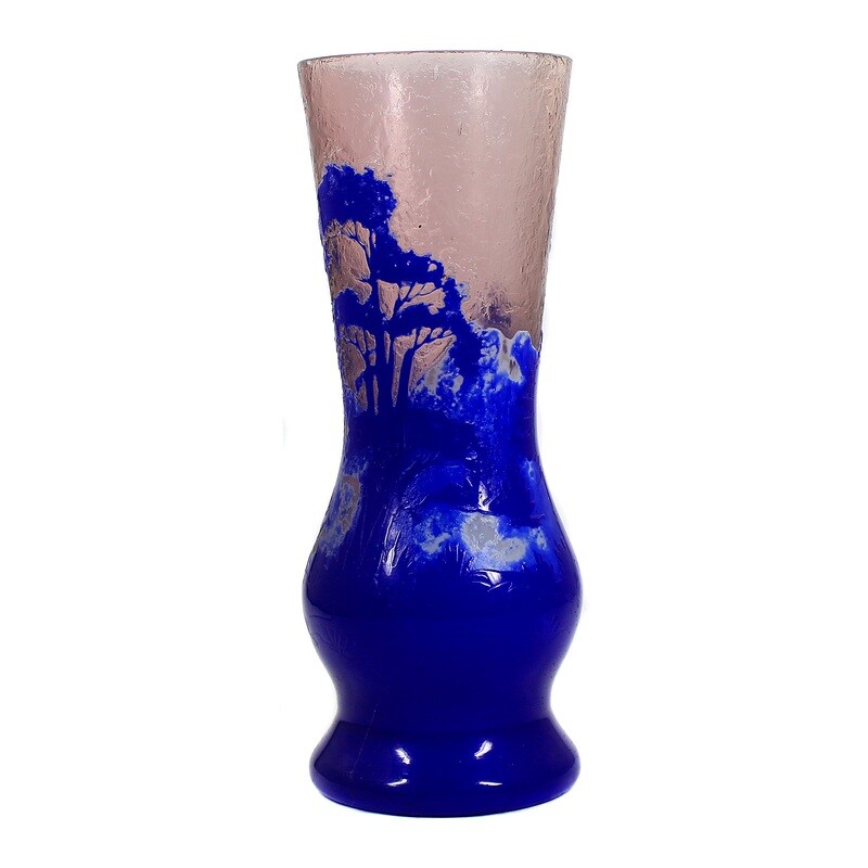 Art Nouveau cased vase with deep etching, signed. Goldberg, Haida around 1900