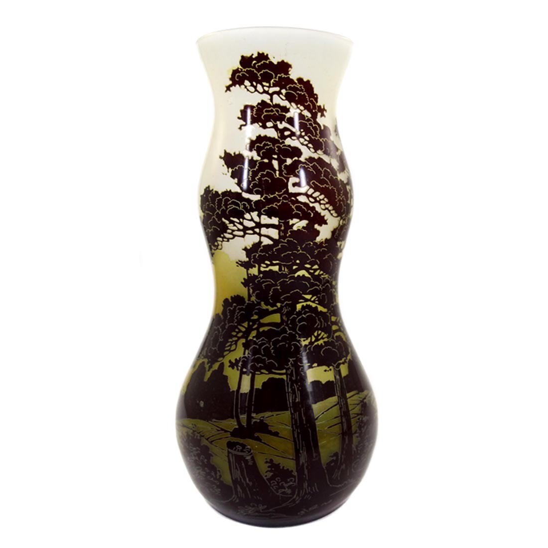 Art Nouveau vase with tree landscape, Carl Goldberg in Haida, signed, around 1900