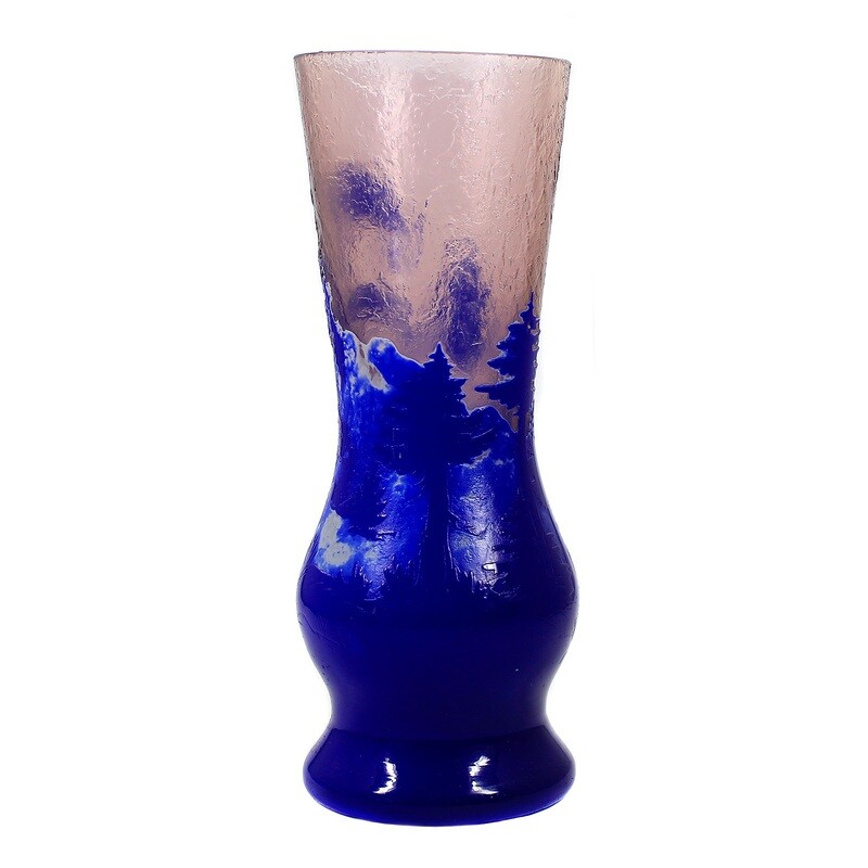 Art Nouveau cased vase with deep etching, signed. Goldberg, Haida around 1900